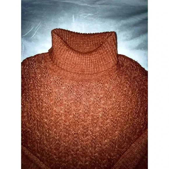 Aventura Womens Orange Blend Chunky Rib Knit Turtleneck Sweater - Picture 2 of 9